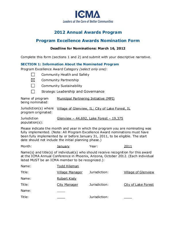 Municipal Partnering Initiative Glenview, IL; Lake Forest, IL